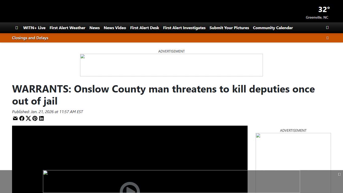 WARRANTS: Onslow County man threatens to kill deputies once out of jail